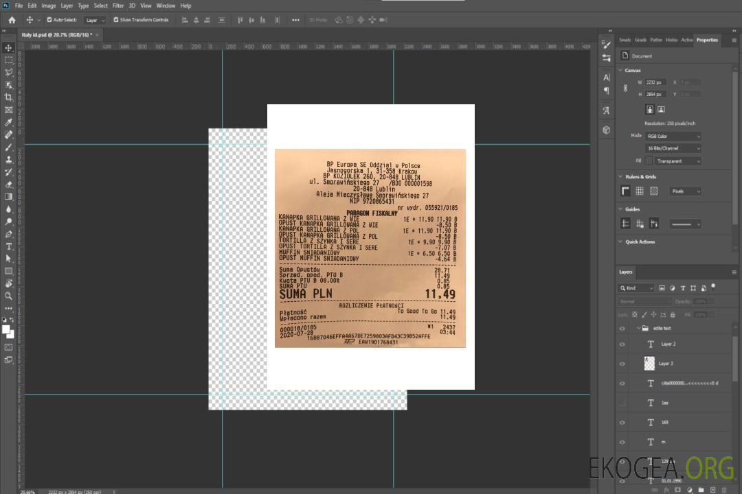 Reçu BP EUROPA SE ODDZIAL template